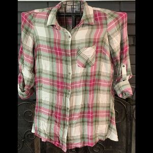 Motherhood Maternity Plaid Short Sleeve Women’s S
